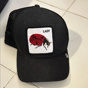 Black Ladybug Embroidered Cap